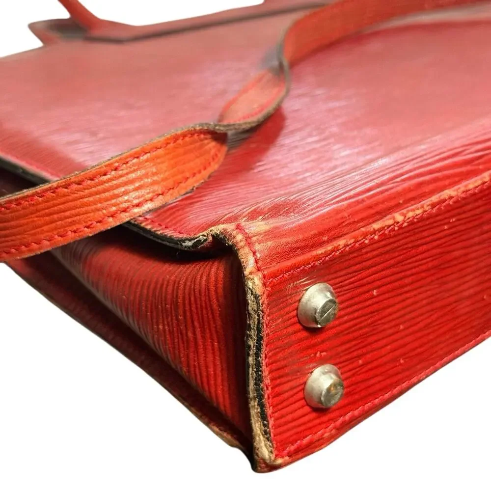Vintage I Ponti Firenze Red Epi Leather Briefcase Bag Handbag Italy AS IS